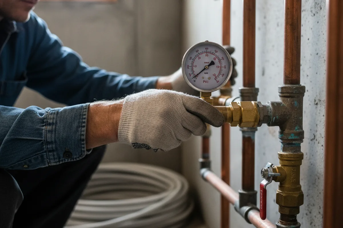 Pressure testing a repaired line during Water Line Repair in Mill Creek